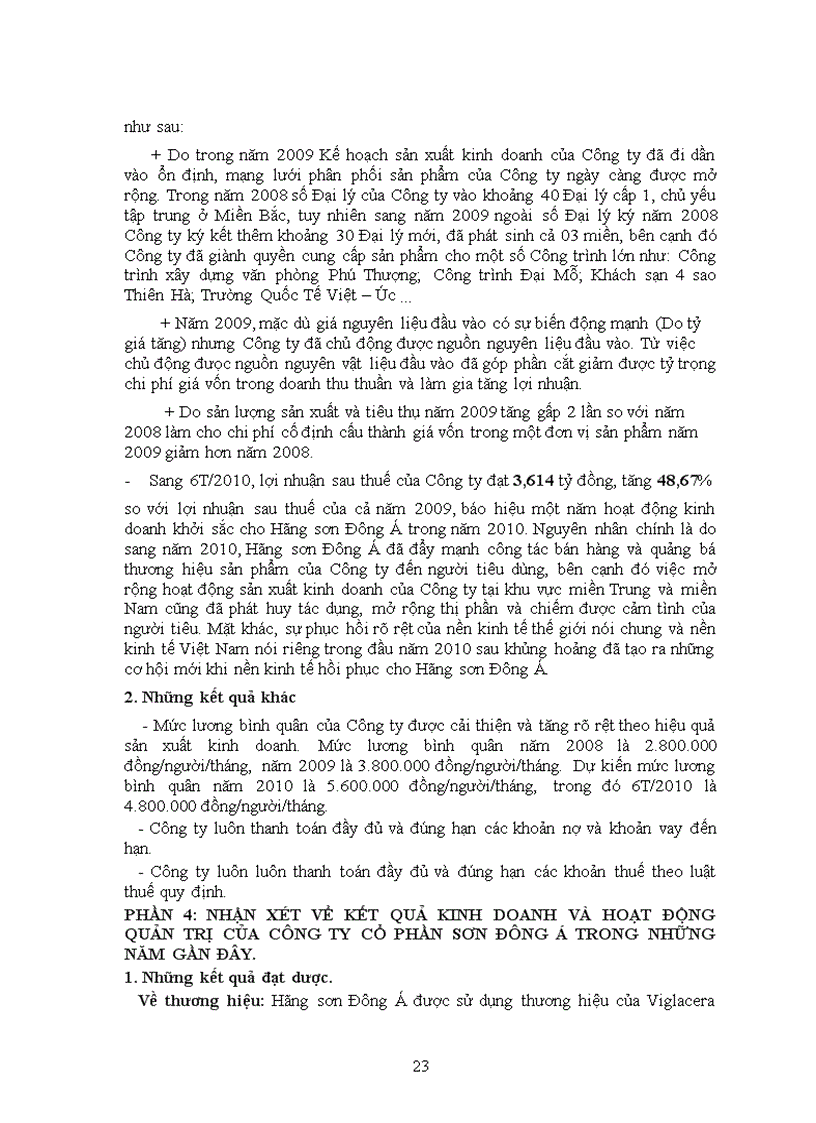 image for page Báo cáo tổng hợp tại Công ty Cổ phần Hãng Sơn Đông Á