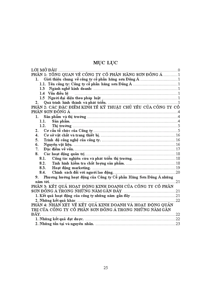 image for page Báo cáo tổng hợp tại Công ty Cổ phần Hãng Sơn Đông Á