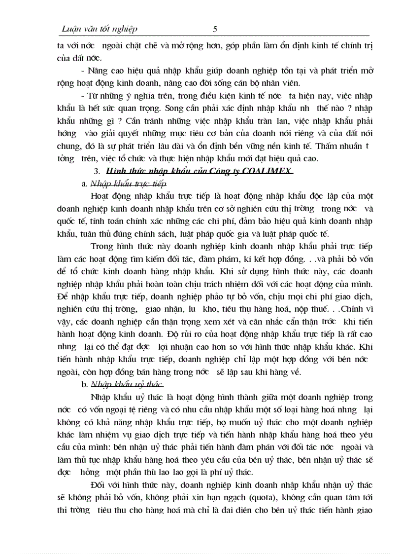 Thực trạng và biện pháp nâng cao hiệu quả nhập khẩu máy móc thiết bị của Công ty COALIMEX