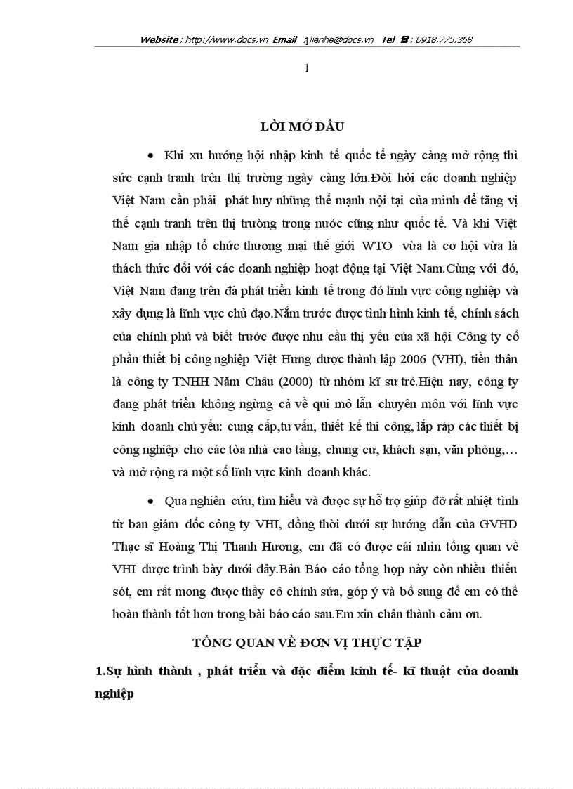 image for page Báo cáo tổng hợp Công ty cổ phần thiết bị công nghiệp Việt Hưng