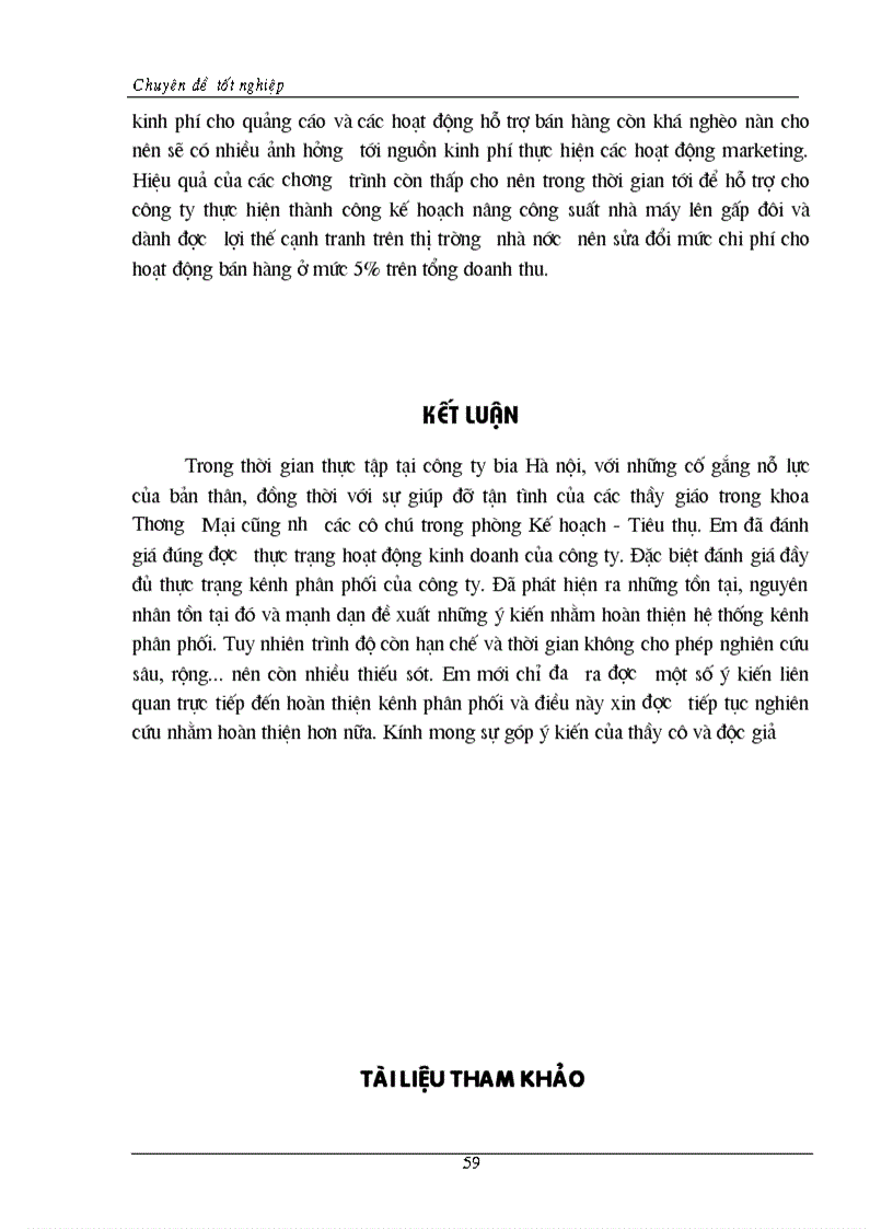 image for page Hoàn thiện hệ thống kênh phân phối nhằm duy trì mở rộng thị trường tiêu thụ của Công ty Bia Hà Nội