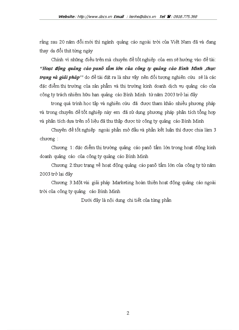 image for page Hoạt động quảng cáo panô tấm lớn của C ty quảng cáo Bình Minh Thực trạng giải pháp