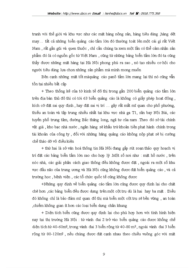 image for page Hoạt động quảng cáo panô tấm lớn của C ty quảng cáo Bình Minh Thực trạng giải pháp