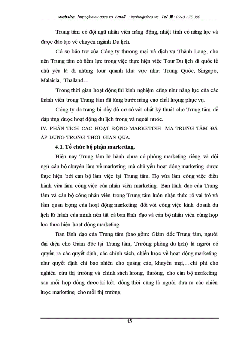 image for page Hoàn thiện chính sách marketing của Trung tâm du lịch Lữ hành Phù Đổng thuộc C ty thương mại dịch vụ Thành Long