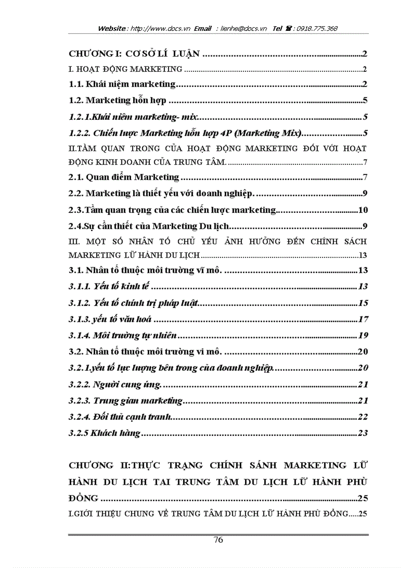 image for page Hoàn thiện chính sách marketing của Trung tâm du lịch Lữ hành Phù Đổng thuộc C ty thương mại dịch vụ Thành Long