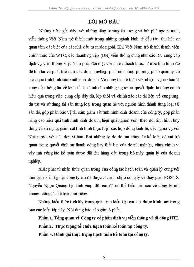 image for page Thực trạng tổ chức hạch toán kế toán tại C ty CP dịch vụ viễn thông di động HTI lt kiến tập gt