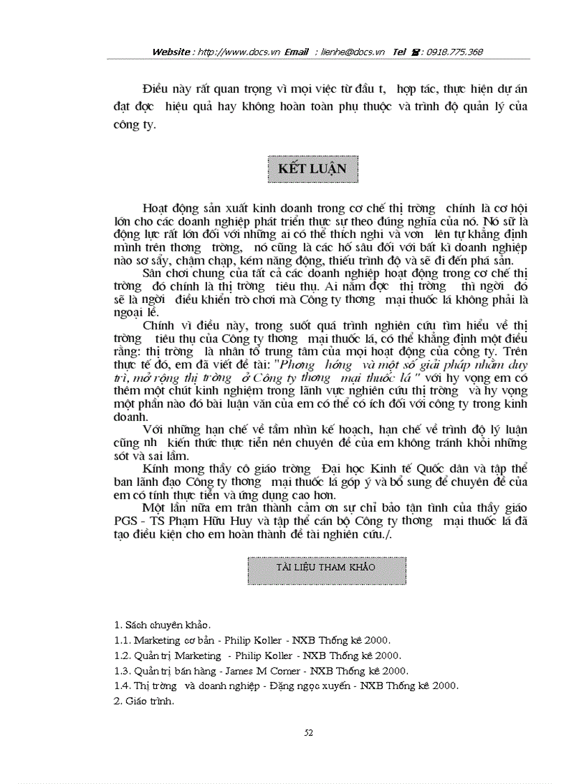 image for page Phương hướng và một số giải pháp nhằm duy trì mở rộng thị trường tiêu thụ sản phẩm của Công ty thương mại thuốc lá