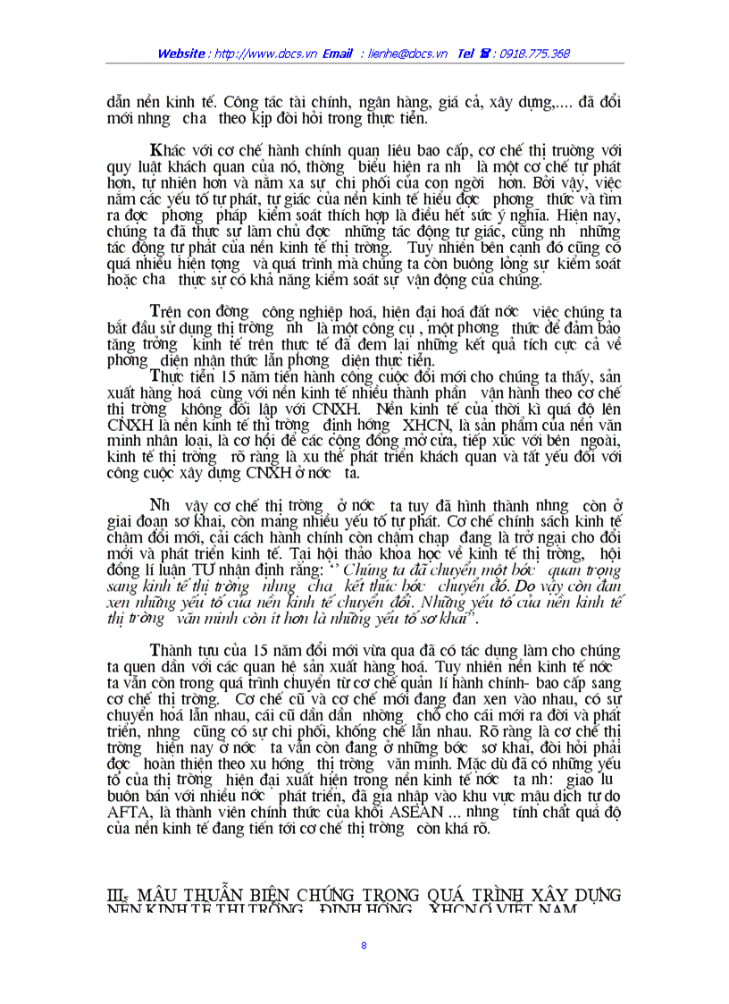 image for page Mâu thuẫn biện chứng trong quá trình xây dựng nền KTTT theo định hướng XHCN ở VN