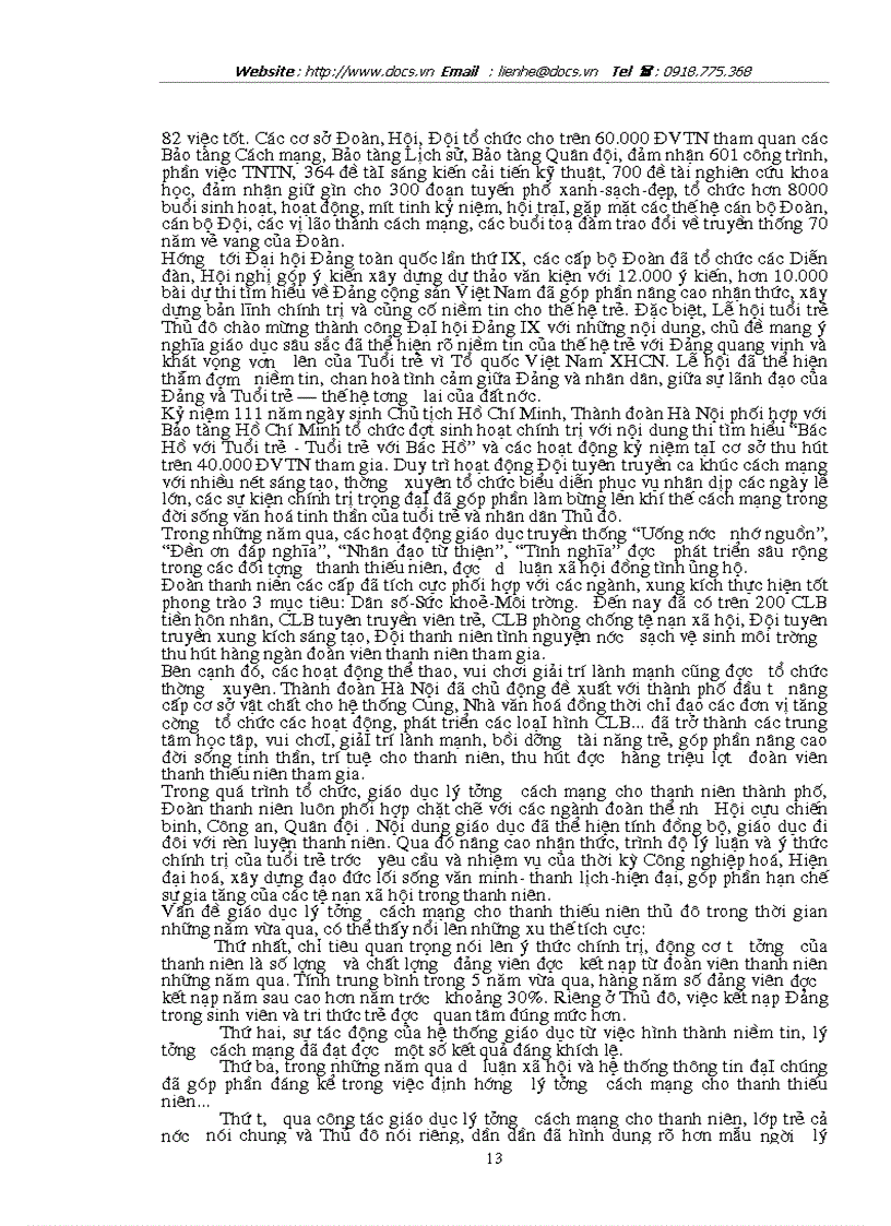 image for page Công tác giáo dục lý tưởng cách mạng cho thanh niên trong phạm vi thành phố Hà Nội