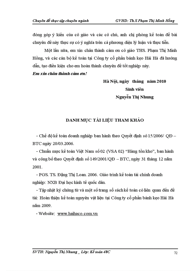 image for page Hoàn thiện kế toán nguyên vật liệu tại Công ty cổ phần bánh kẹo Hải Hà