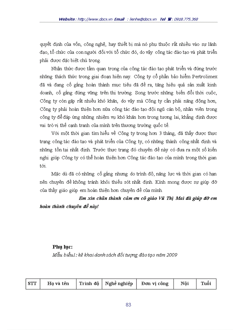 image for page Hoàn thiện công tác đào tạo và phát triển nguồn nhân lực tại Công ty cổ phần bảo hiểm Petrolimex