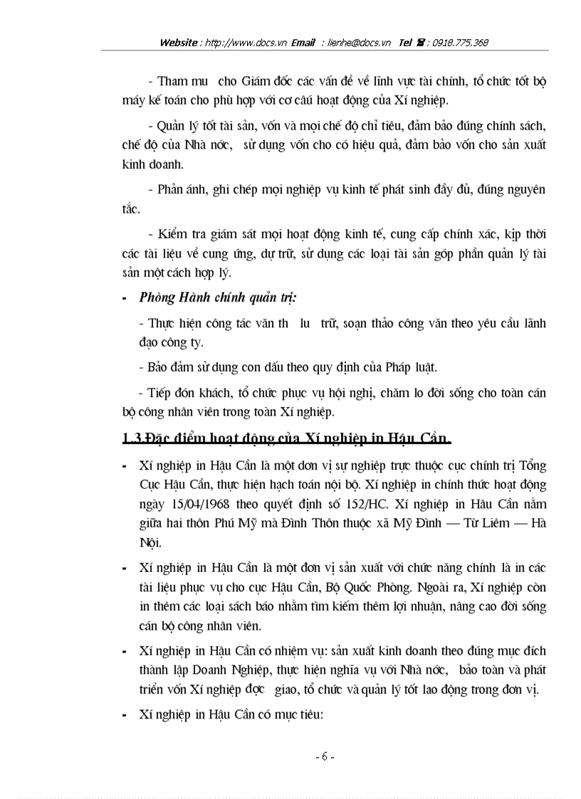 image for page Hoạt động sản xuất kinh doanh của xí nghiệp in Hậu cần