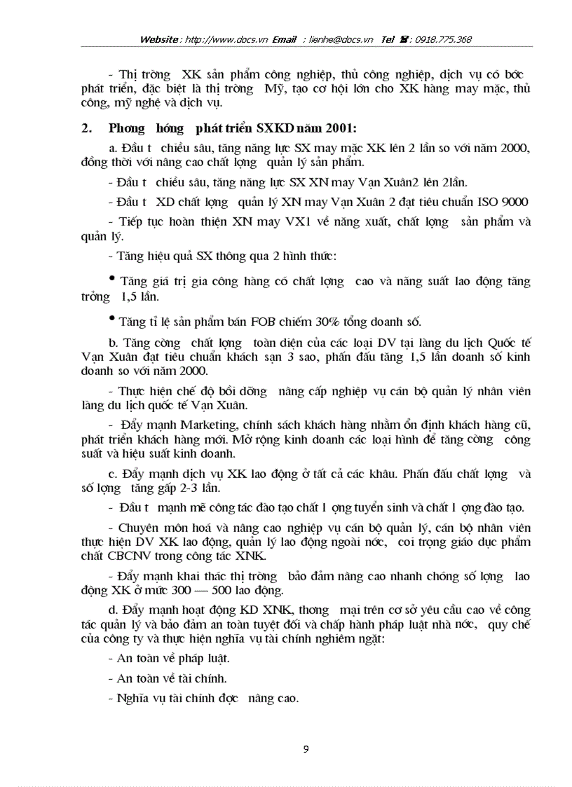 image for page Báo cáo tổng hợp Công ty đầu tư và thương mại Vạn Xuân