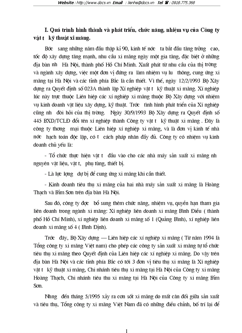 image for page Quá trình hình thành và phát triển chức năng nhiệm vụ của Công ty vật tư kỹ thuật xi măng
