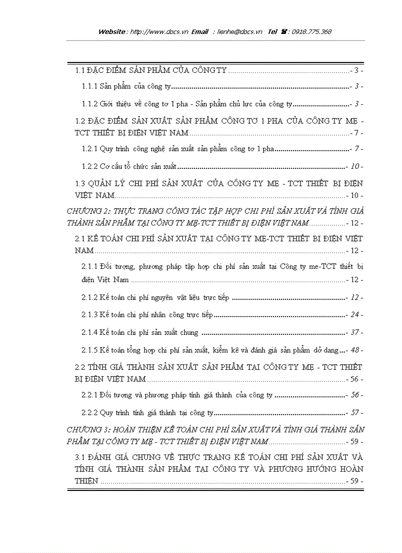 image for page Hoàn thiện kế toán chi phí sản xuất và tính giá thành sản phẩm tại công ty mẹ tct thiết bị điện việt nam