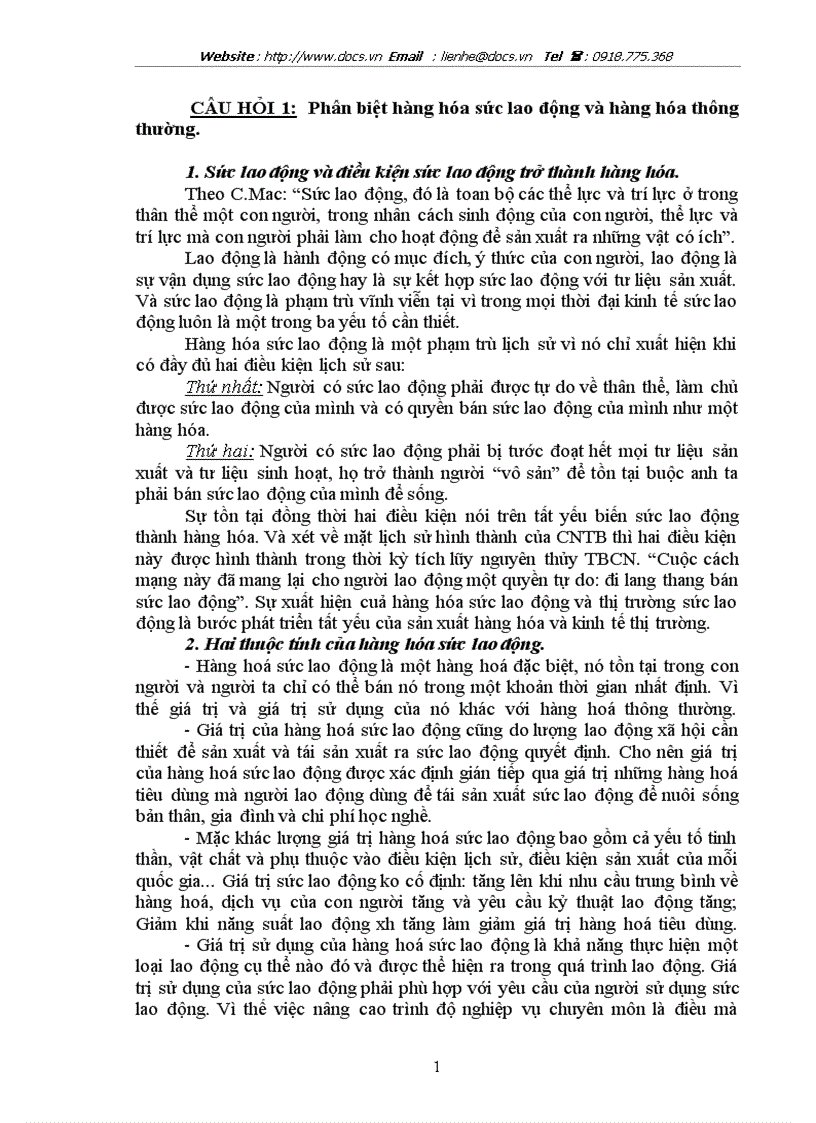 image for page Phân biệt hàng hóa sức lao động và hàng hóa thông thường