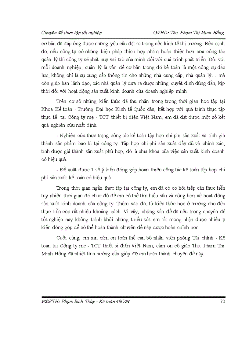 image for page Hoàn thiện kế toán chi phí sản xuất và tính giá thành sản phẩm tại Công ty mẹ TCT thiết bị điện Việt Nam