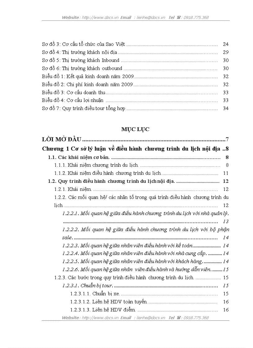 image for page Hoàn thiện quy trình điều hành chương trình du lịch nội địa tại công ty Đầu tư và Du lịch Sao Việt