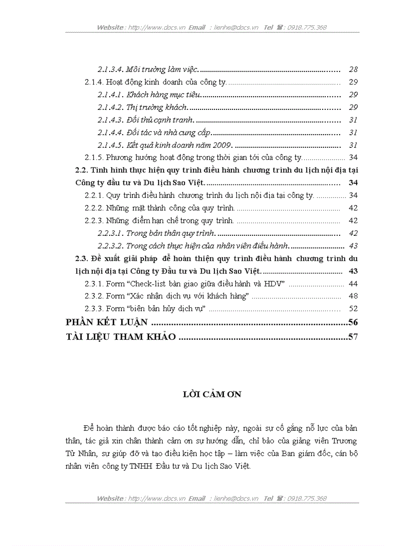 image for page Hoàn thiện quy trình điều hành chương trình du lịch nội địa tại công ty Đầu tư và Du lịch Sao Việt