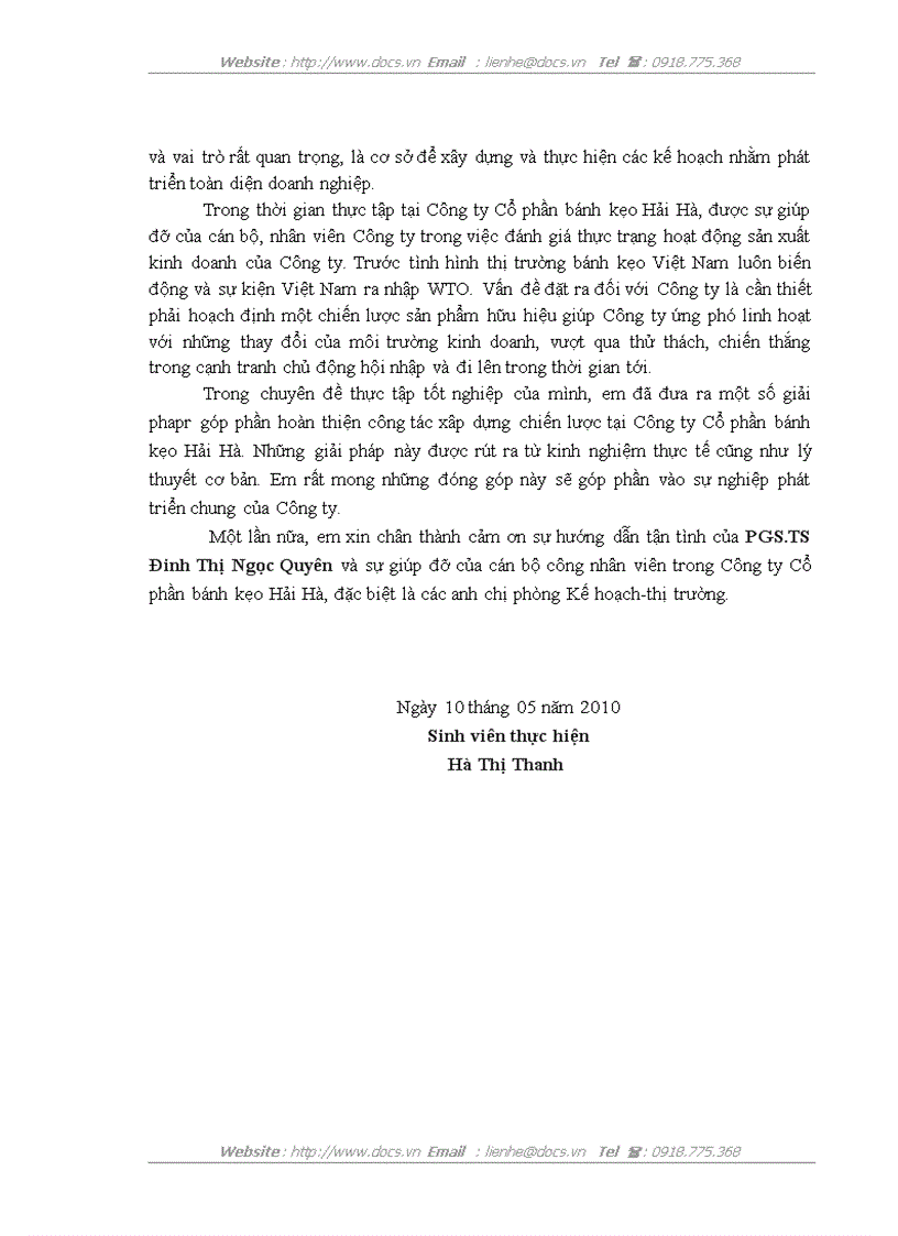 image for page Hoàn thiện xây dựng chiến lược sản phẩm cho Công ty Cổ phần bánh kẹo Hải Hà