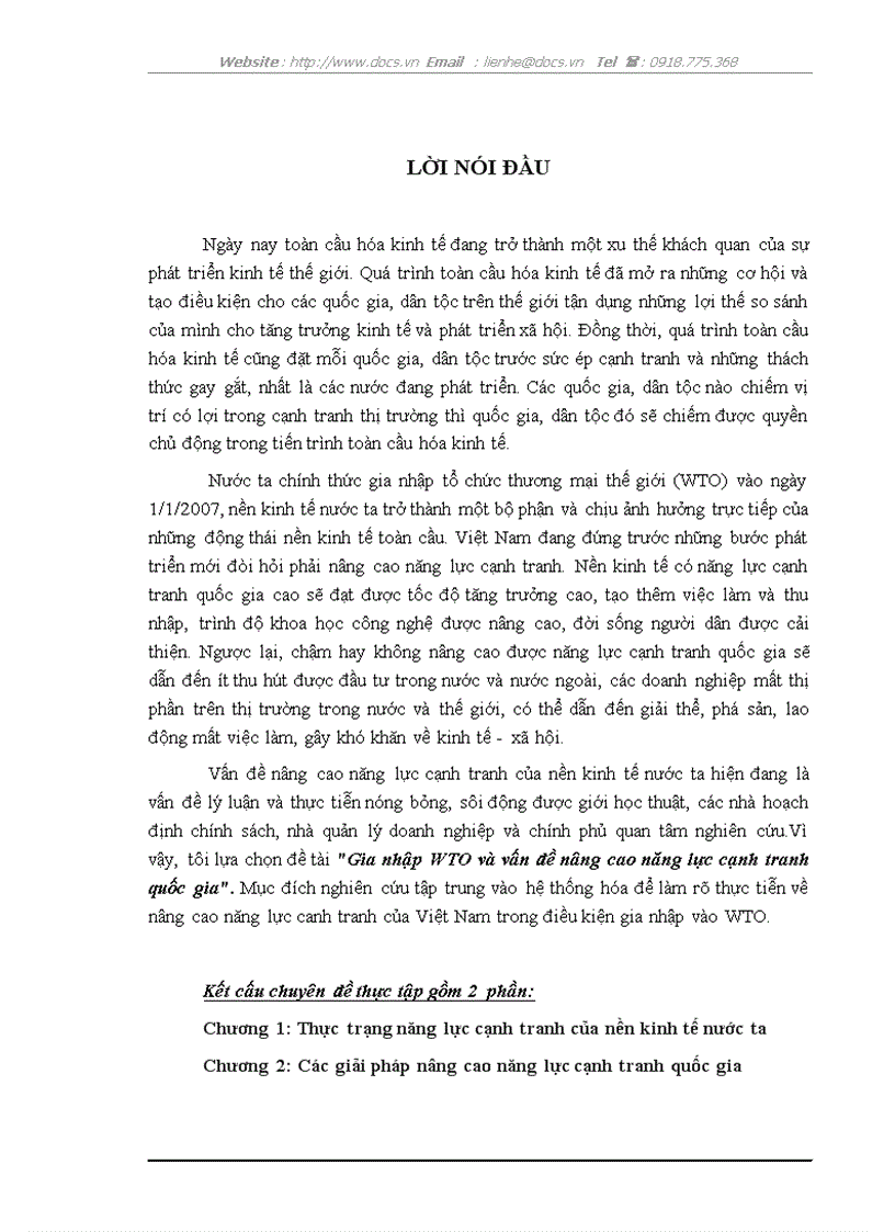 Gia nhập WTO và vấn đề nâng cao năng lực cạnh tranh quốc gia