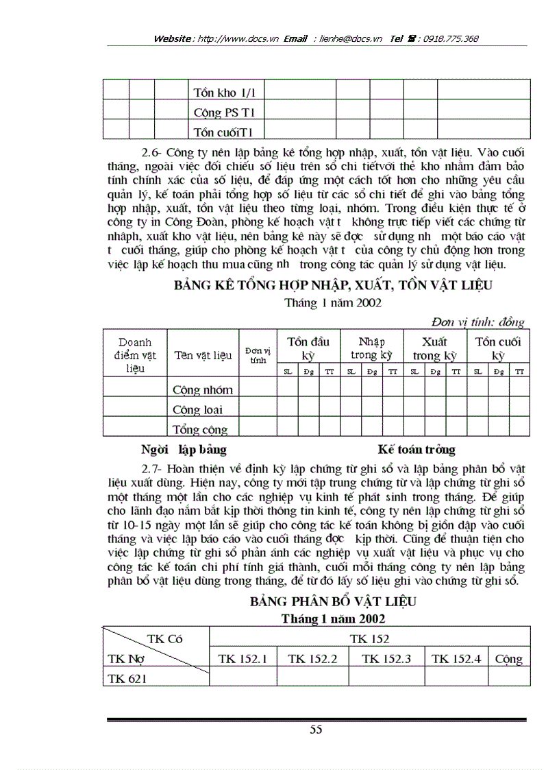 image for page Tổ chức hạch toán kế toán nguyên vật liệu ở công ty in Công Đoàn