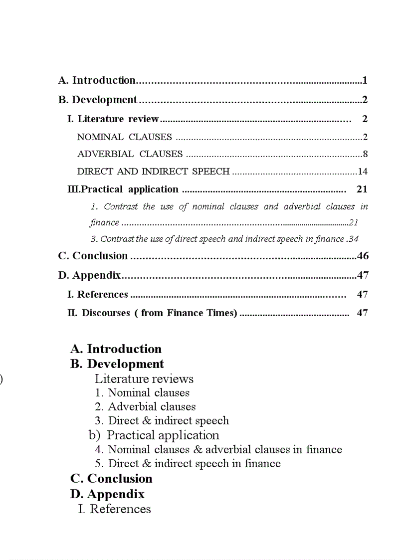 image for page Theory and practical application of nominal clauses adverbial clauses direct indirect speech in finance