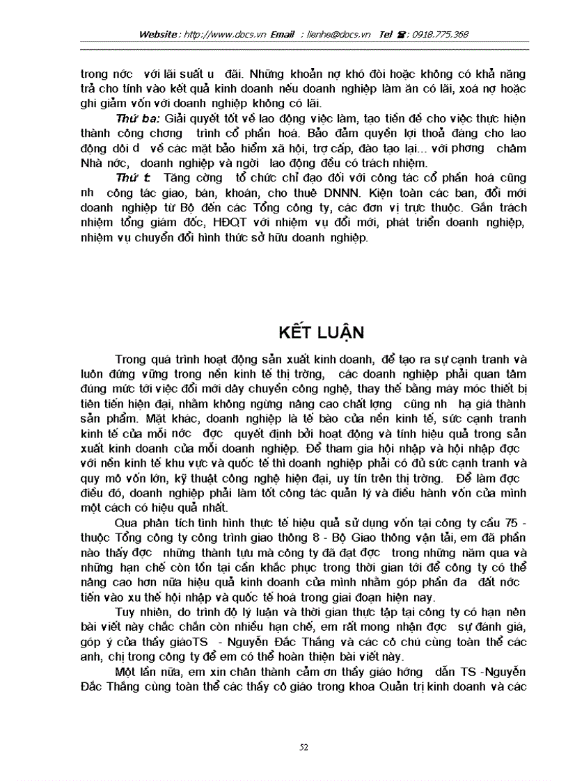 image for page Một số vấn đề về vốn và nâng cao hiệu quả sử dụng vốn tại Công ty cầu 75 thuộc Tổng công ty công trình giao giao thông 8 Bộ Giao Thông Vận tải