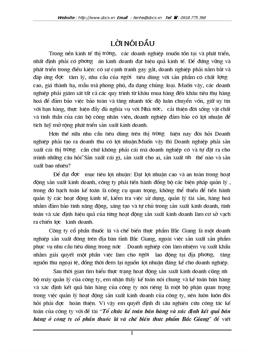 image for page Tổ chức kế toán bán hàng và xác định kết quả bán hàng ở công ty cổ phần thuốc lá và chế biến thực phẩm Bắc Giang