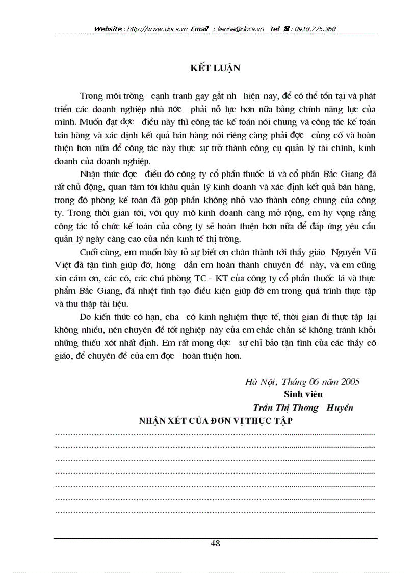 image for page Tổ chức kế toán bán hàng và xác định kết quả bán hàng ở công ty cổ phần thuốc lá và chế biến thực phẩm Bắc Giang