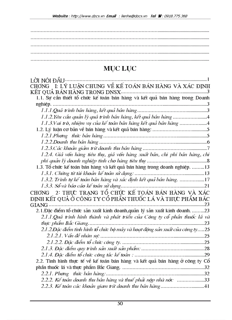 image for page Tổ chức kế toán bán hàng và xác định kết quả bán hàng ở công ty cổ phần thuốc lá và chế biến thực phẩm Bắc Giang