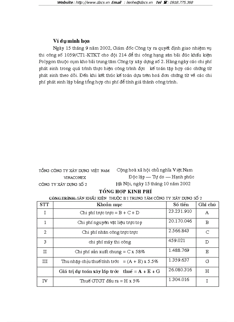 image for page Hoàn thiện hạch toán tài sản cố định với việc nâng cao hiệu quả sử dụng tài sản cố định tại Công ty xây dựng số 2 Vinaconco2