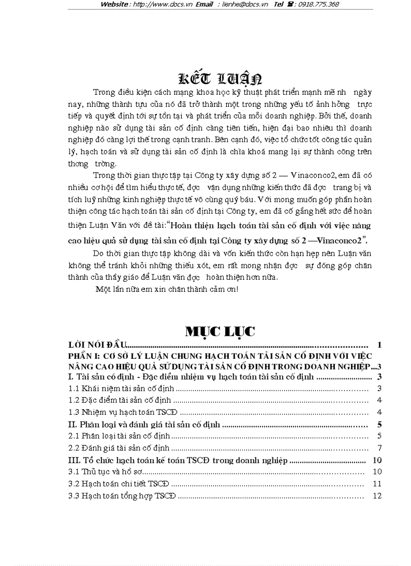 image for page Hoàn thiện hạch toán tài sản cố định với việc nâng cao hiệu quả sử dụng tài sản cố định tại Công ty xây dựng số 2 Vinaconco2