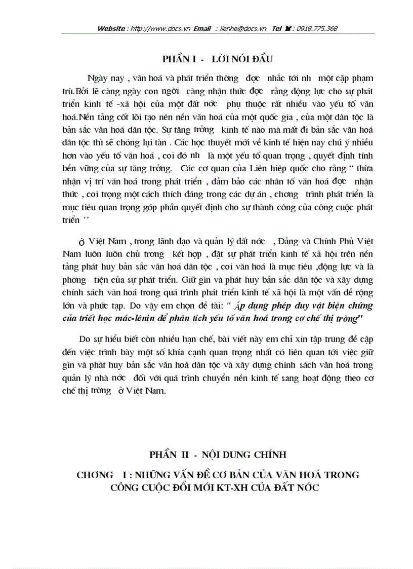 image for page Áp dụng phép duy vật biện chứng của triết học Mác Lênin để P tích yếu tố văn hoá trong cơ chế thị trường