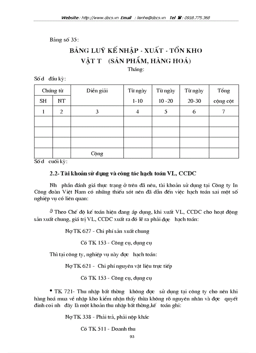 image for page Hạch toán vật liệu và công cụ dụng cụ với việc nâng cao hiệu quả sử dụng vốn lưu động tại Công ty In Công đoàn Việt Nam