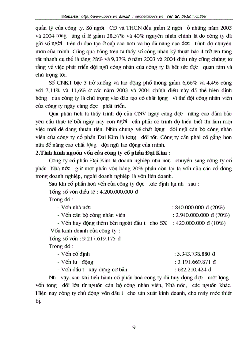 image for page Phân tích tình hình tổ chức công tác hạch toán tại Công ty cổ phần Đại Kim