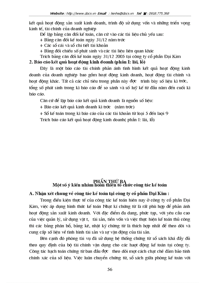 image for page Phân tích tình hình tổ chức công tác hạch toán tại Công ty cổ phần Đại Kim