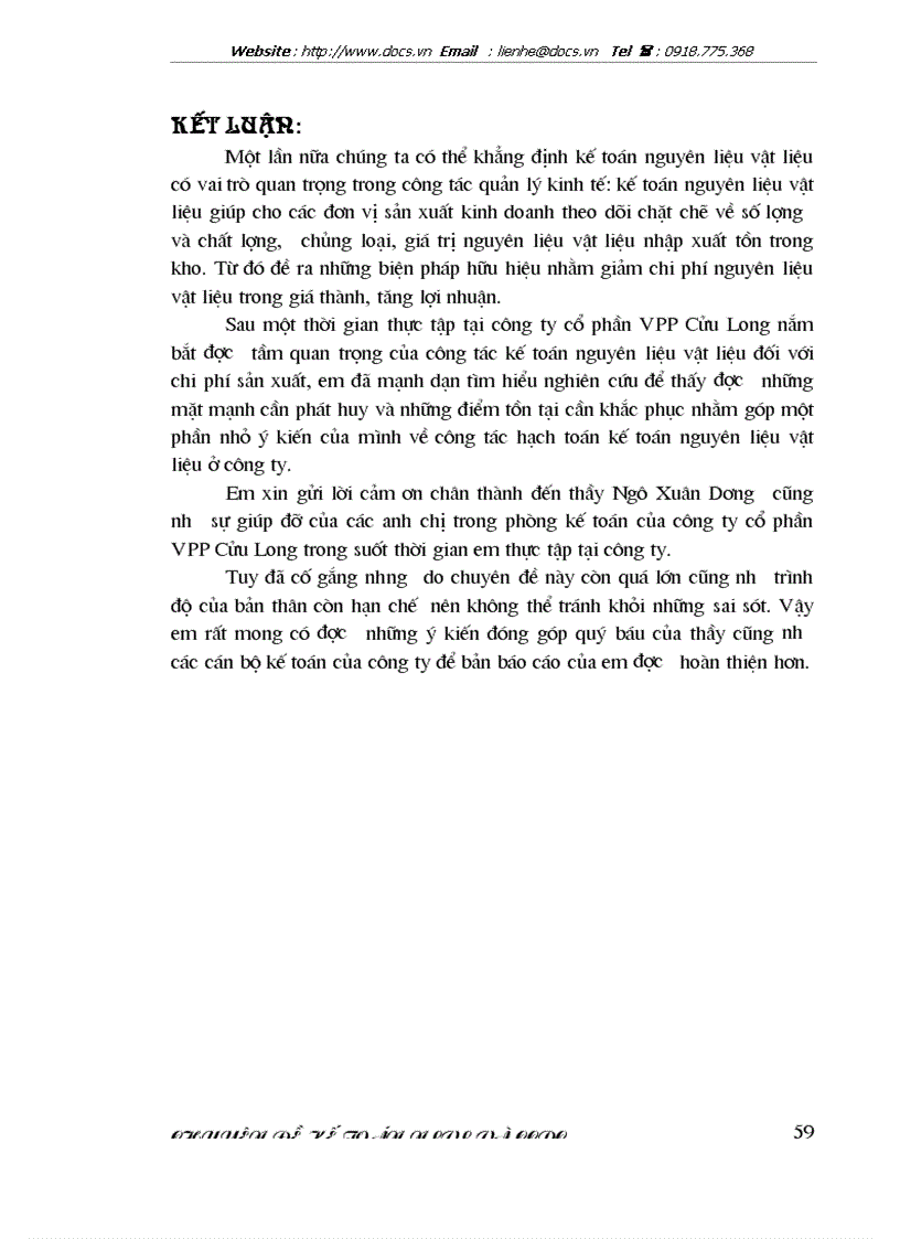 image for page Kế toán nguyên liệu vật liệu công ty cổ phần VPP Cửu Long