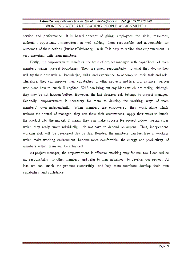 image for page Working with and leading people assignment