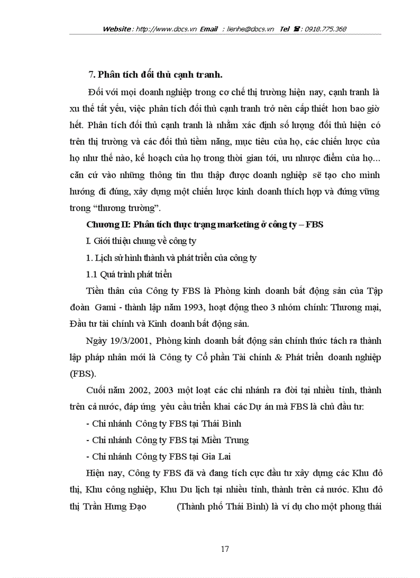 image for page Thực trạng Marketing và một số giải pháp nâng cao chính sách Marketing của công ty CPTM và PTDN FBS