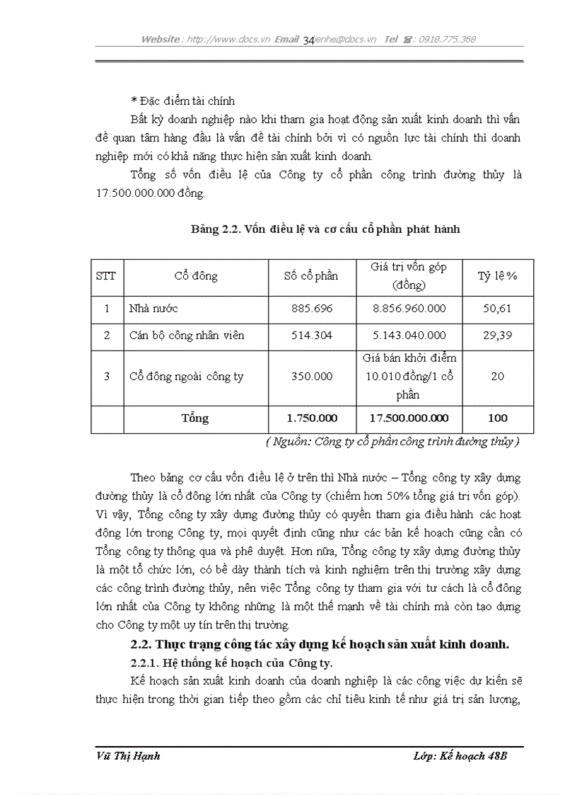 image for page Hoàn thiện công tác kế hoạch hóa sản xuất kinh doanh tại Công ty cổ phần công trình đường thủy Vinawaco