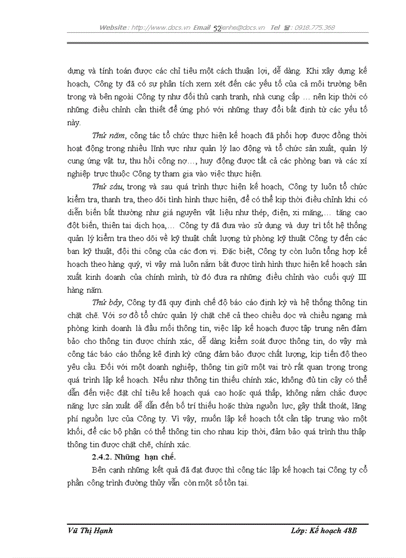 image for page Hoàn thiện công tác kế hoạch hóa sản xuất kinh doanh tại Công ty cổ phần công trình đường thủy Vinawaco