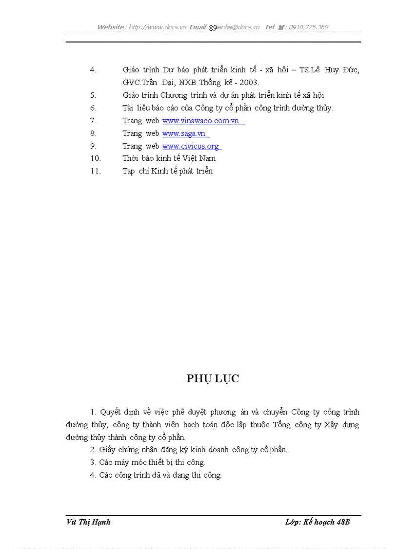 image for page Hoàn thiện công tác kế hoạch hóa sản xuất kinh doanh tại Công ty cổ phần công trình đường thủy Vinawaco