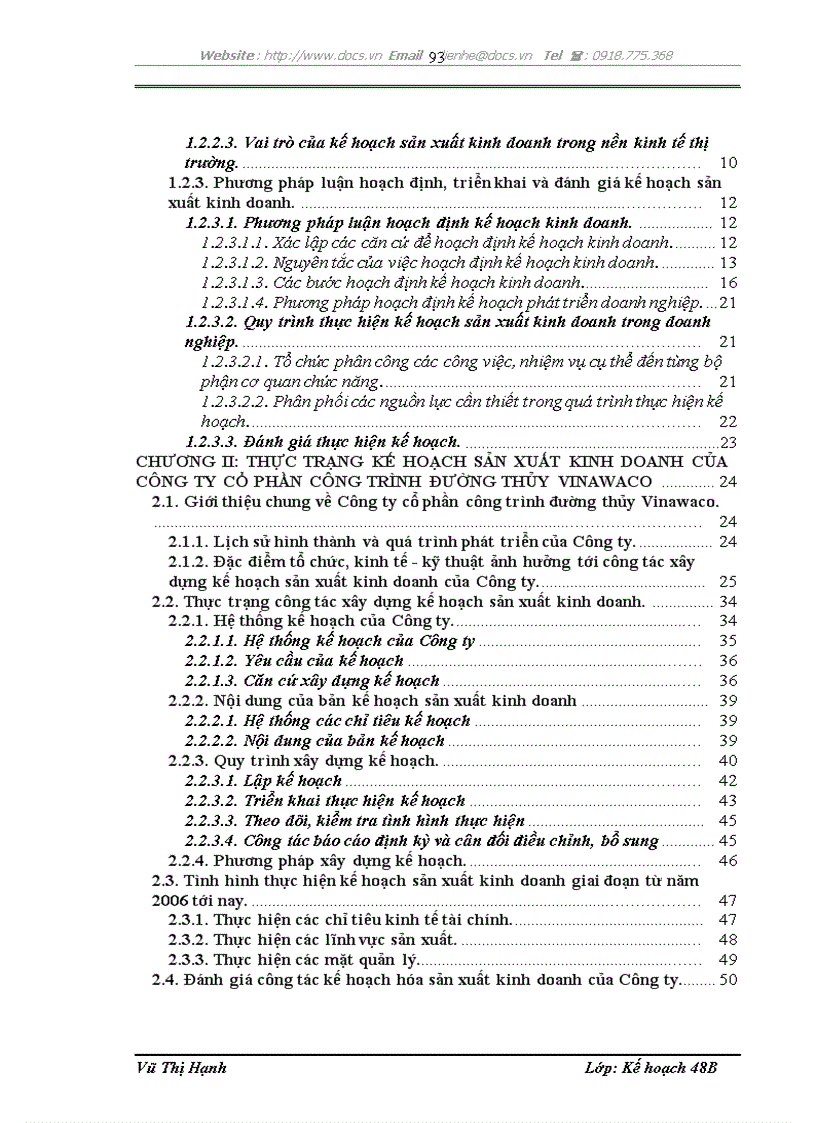 image for page Hoàn thiện công tác kế hoạch hóa sản xuất kinh doanh tại Công ty cổ phần công trình đường thủy Vinawaco