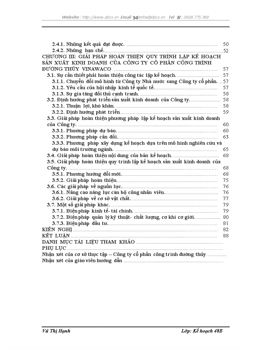 image for page Hoàn thiện công tác kế hoạch hóa sản xuất kinh doanh tại Công ty cổ phần công trình đường thủy Vinawaco