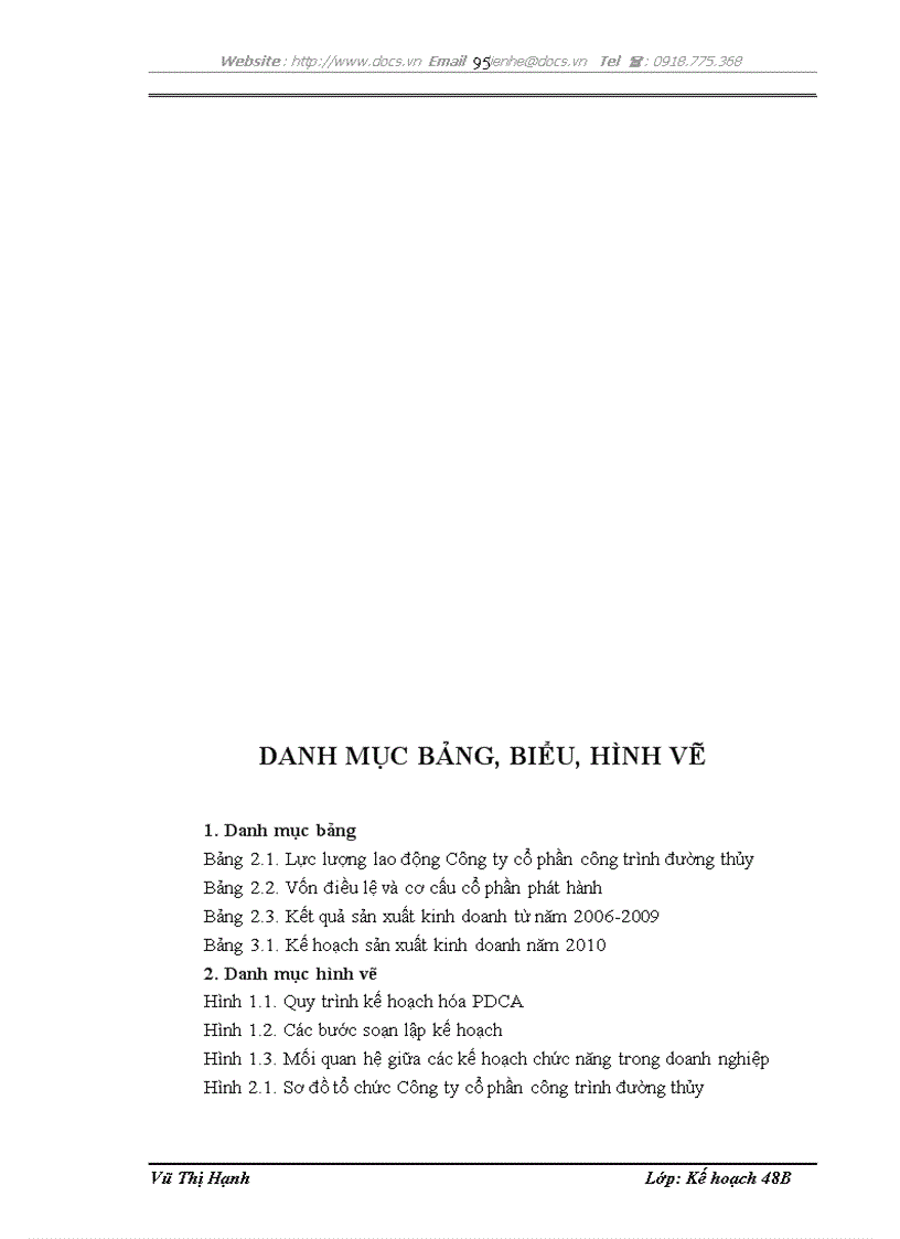 image for page Hoàn thiện công tác kế hoạch hóa sản xuất kinh doanh tại Công ty cổ phần công trình đường thủy Vinawaco