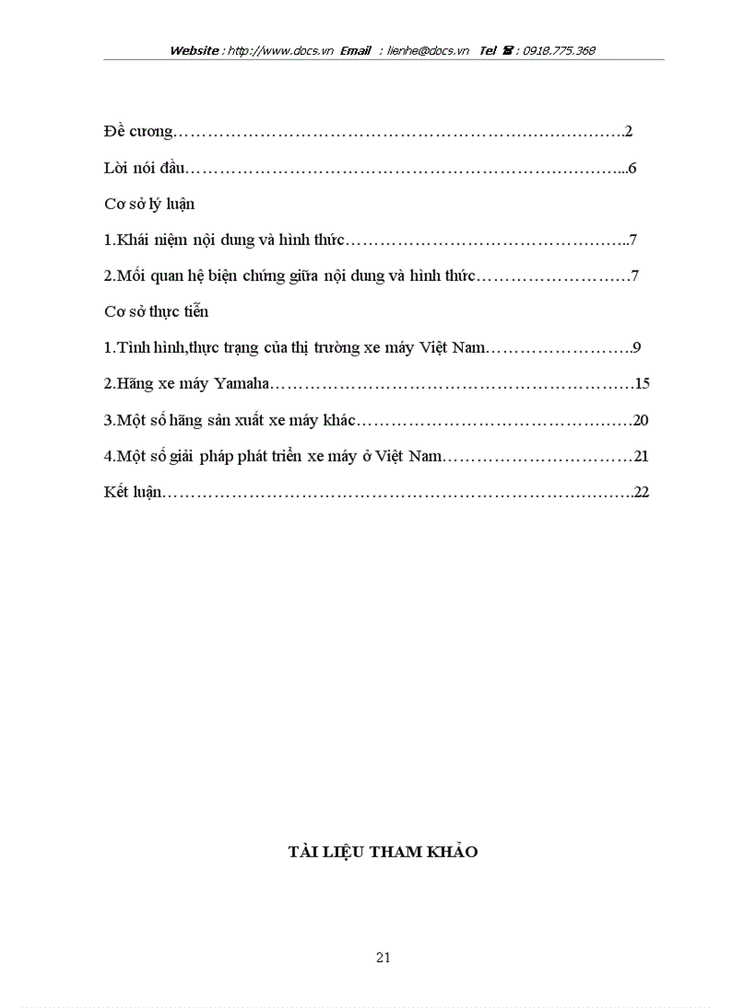 image for page Vận dụng phạm trù nội dung hình thức áp dụng vào quá trình SXKD trong việc phát triển xe máy trên thị trường VN