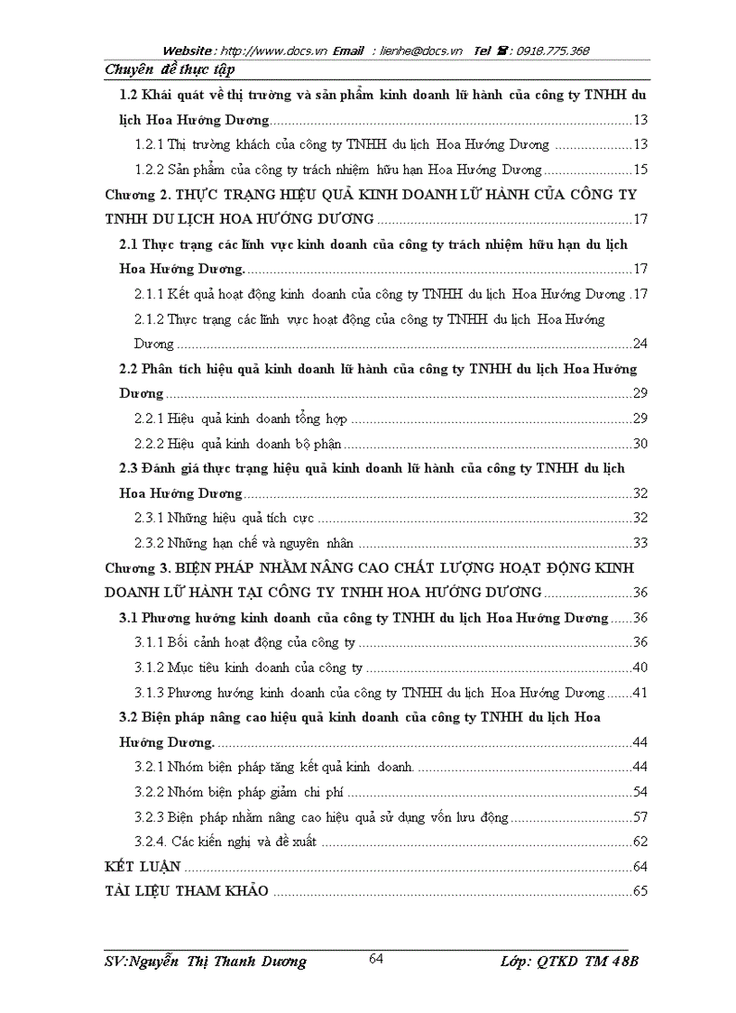 image for page Nâng cao hiệu quả kinh doanh lữ hành của công ty TNHH du lịch Hoa Hướng Dương
