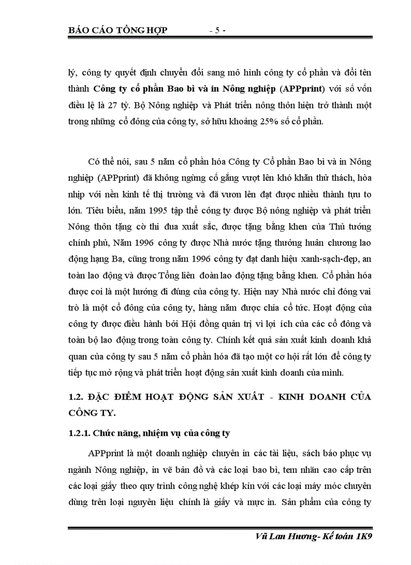 image for page Báo cáo thực tập tổng hợp tại công ty Cổ phần Bao bì và in Nông nghiệp