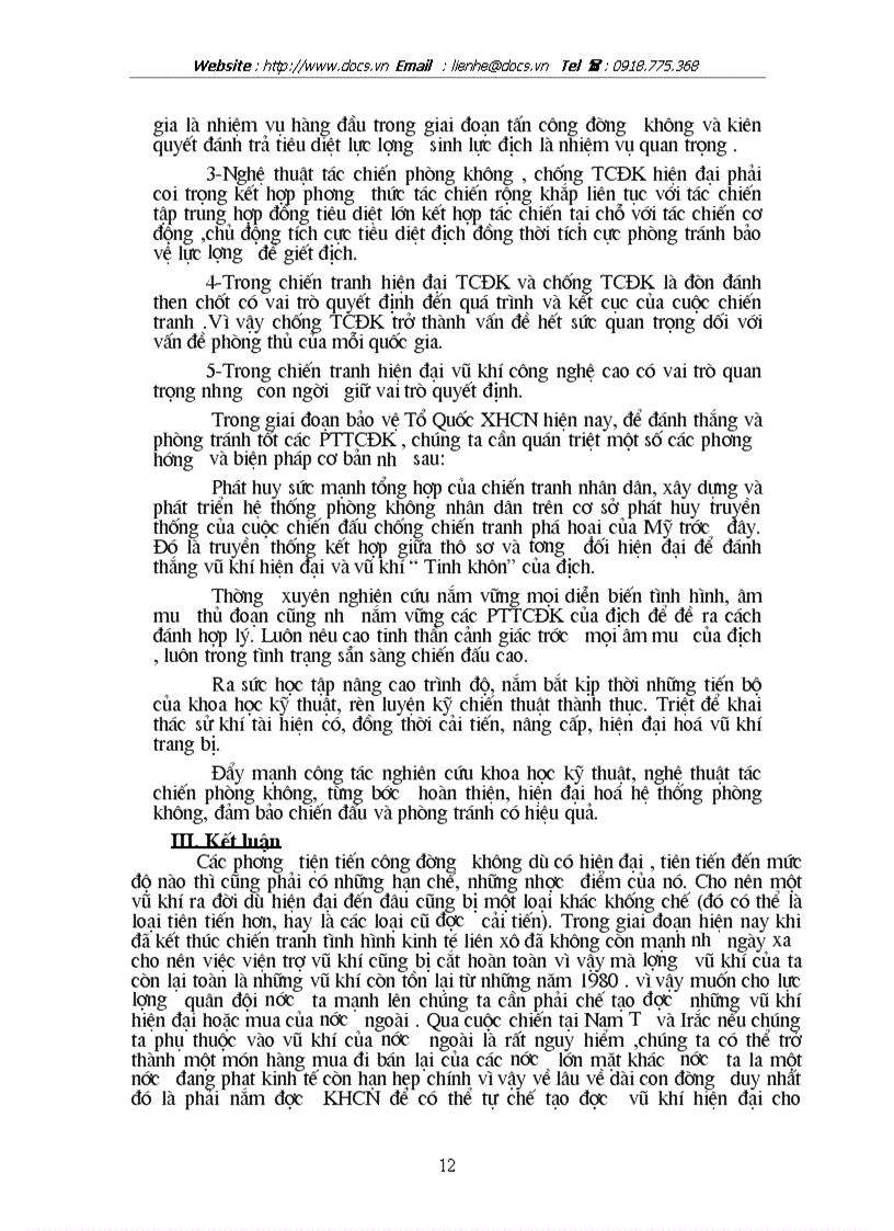 image for page Vai trò của quân chủng phòng không không quân trong chiến đấu đánh trả phương tiện tiến công đường không của địch lt quân sự gt